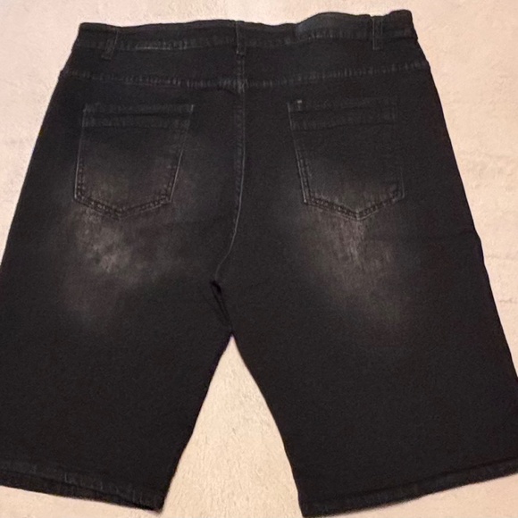 M Society Men’s Black Distressed Denim Shorts Size 38 - Picture 5 of 6